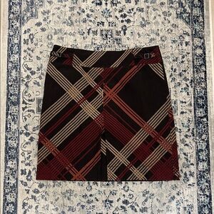 LOFT Black and Red Plaid Mini Skirt